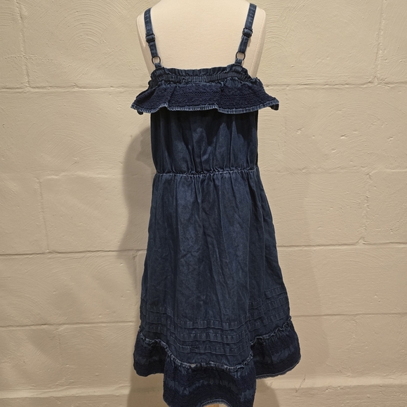 GAP KIDS GIRLS BLUE DENIM DRESS W /RUFFLES - SZ LARGE - Picture 6 of 10